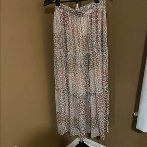 Source Unknown Patchwork Maxi Skirt in Cream and Brown